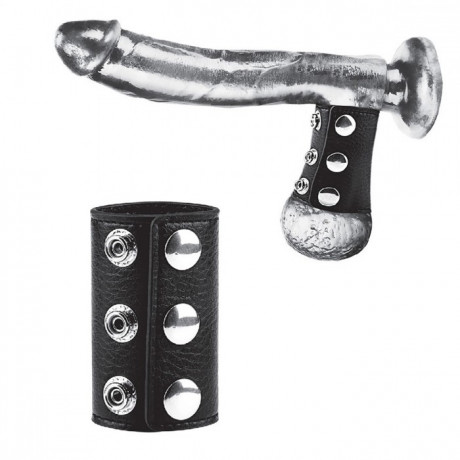 Широкий болстретчер из черной экокожи 8 см