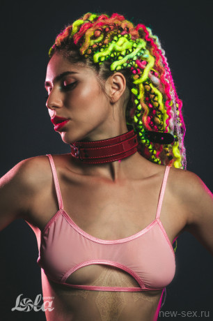 Стильный бордовый БДСМ ошейник с регулируемым ремешком Party Hard Eccentric