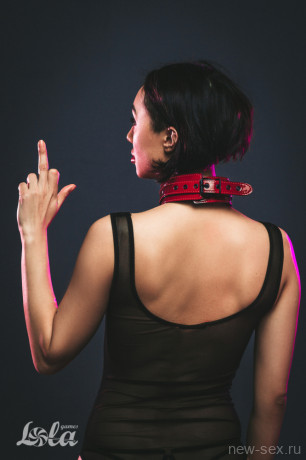 Стильный бордовый БДСМ ошейник с регулируемым ремешком Party Hard Eccentric