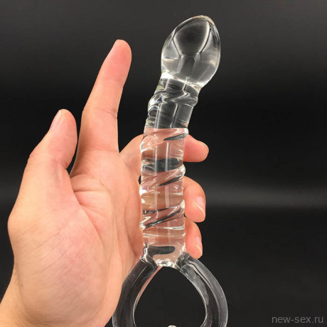 Стеклянный фаллос с крупной головкой ручной работы