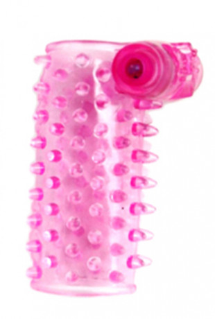 Розовая вибронасадка с открытой головкой и вибропулей в основании