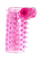 Розовая вибронасадка с открытой головкой и вибропулей в основании