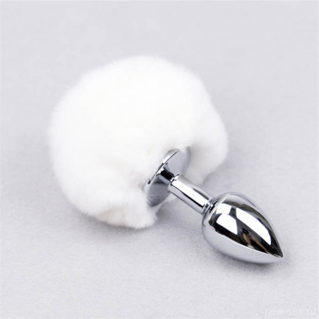 Анальная пробка с заячьим пушистым хвостиком