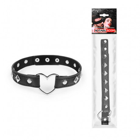 Оригинальный кляп-ошейник для любителей декорированный металлическим сердцем