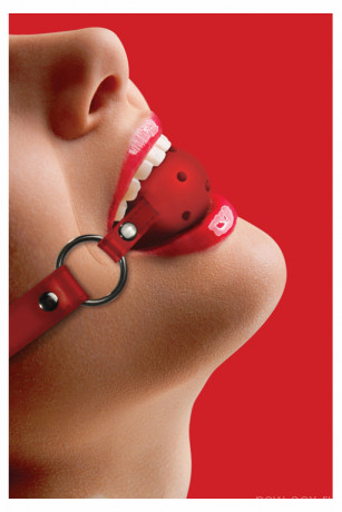 Кляп-шарик из прочного и гигиеничного пластика с ремешками из высококачественной кожи Gag Ball Ouch