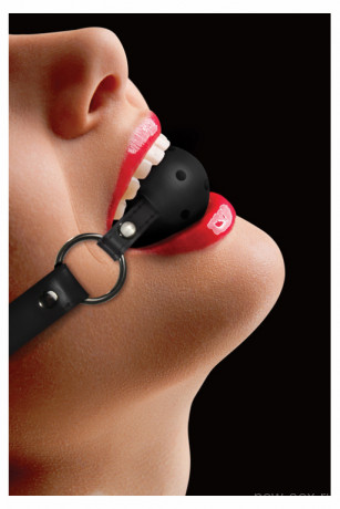 Кляп-шарик из прочного и гигиеничного пластика с ремешками из высококачественной кожи Gag Ball Ouch