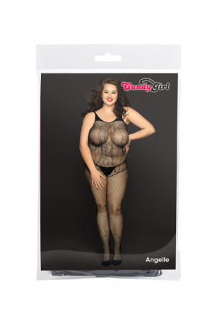 Бесшовный комбинезон из сетки c имитацией боди и чулок Angelle
