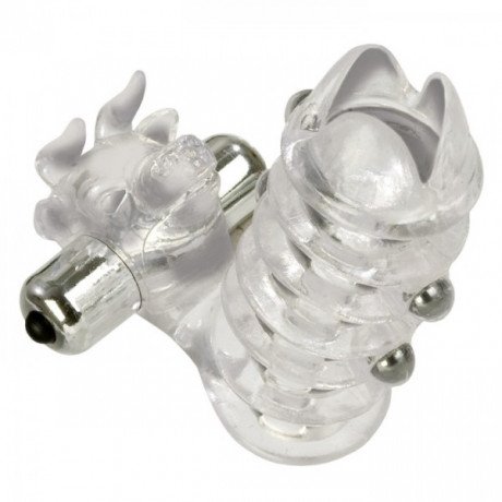 Утолщающая вибронасадка с клиторальным кроликом EL TORO