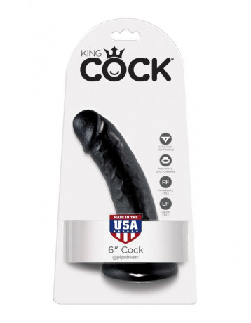 Фаллоимитатор реалистик на присоске King Cock 6 Cock Black