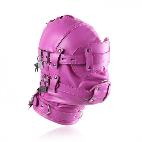 Глухой шлем с кляпом фаллосом и очками