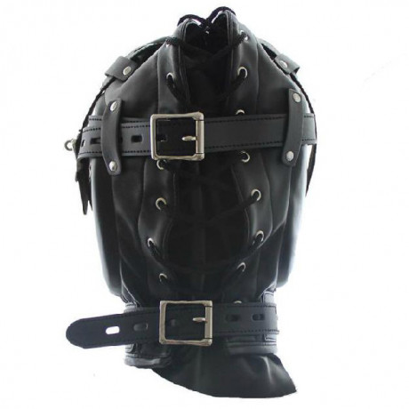 Глухой шлем с кляпом фаллосом и очками