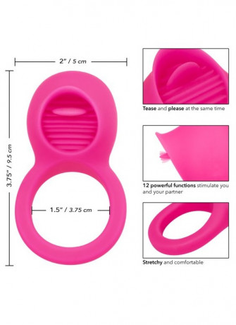 Перезарежаемое эрекционное кольцо Silicone Rechargeable Teasing Tongue Enhancer