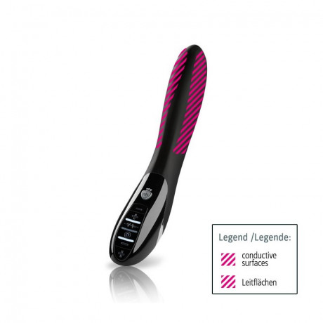 Гладкий вибратор для интимных ласк с электростимуляцией Electric Eric Black Edition