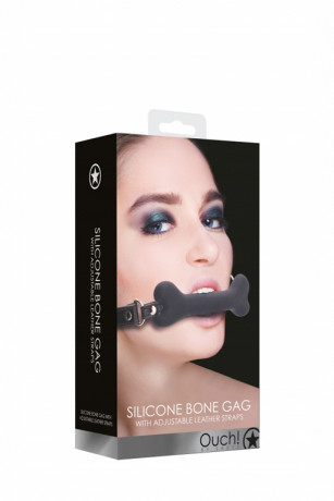 Кляп-трензель из упругого силикона с ремешком Bone Gag Ouch